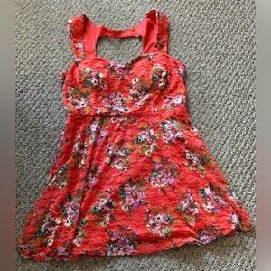 B. Smart Floral Lace Dress in Coral and Pink